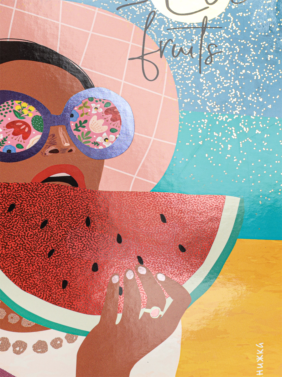 Записная книжка А5 80листов ПРОФ-ПРЕСС Девушка и арбуз твердая обложка, арт. 80-5975