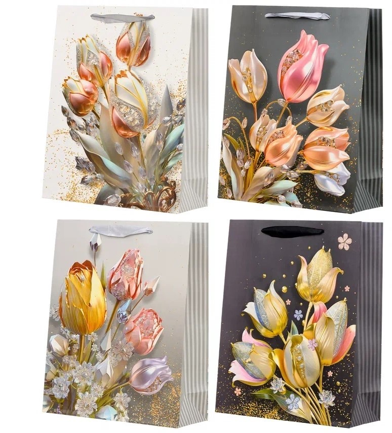 Пакет подарочный 26*32 MC BASIR Тюльпаны ассорти 6753, арт. МС-6753