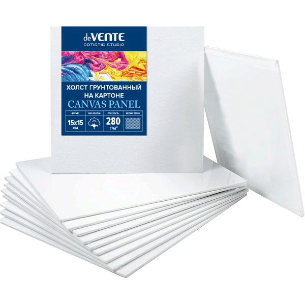Холст грунтованный на картоне мелкое зерно 15*15 deVENTE , арт. 8150300