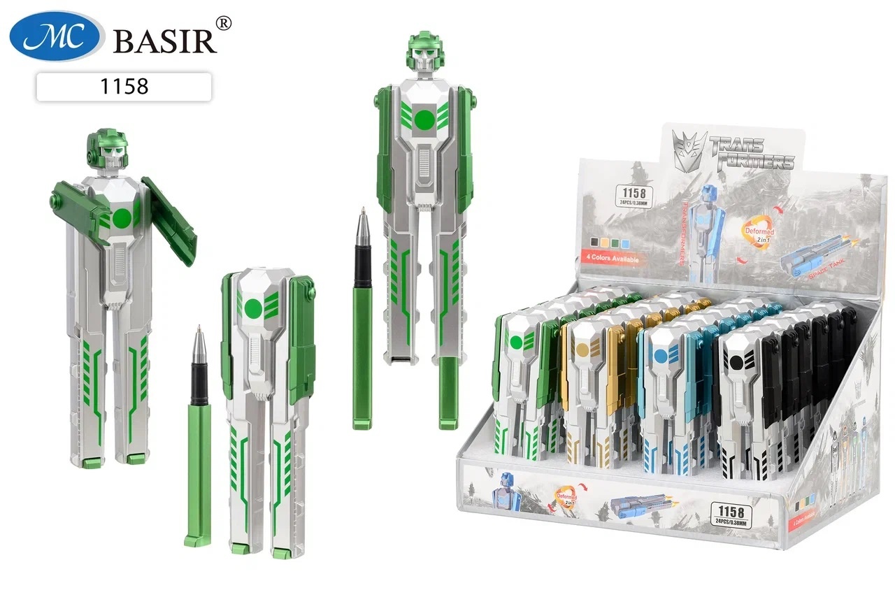 Ручка шариковая синяя фигурная MC BASIR Трансформер корпус ассорти , арт. 1158