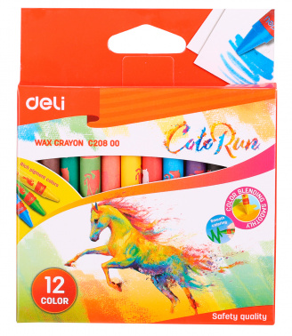 Карандаши восковые 12цветов DELI ColoRun, арт. EC20800