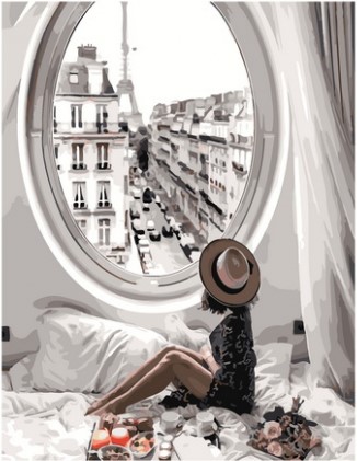 Картина по номерам с акриловыми красками 40*50 на подрамнике Завтрак у окна NN, арт. GX34175