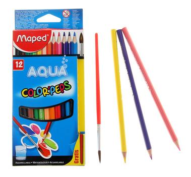 Карандаши цветные акварельные 12цветов MAPED Color Peps + кисточка, арт. 836011