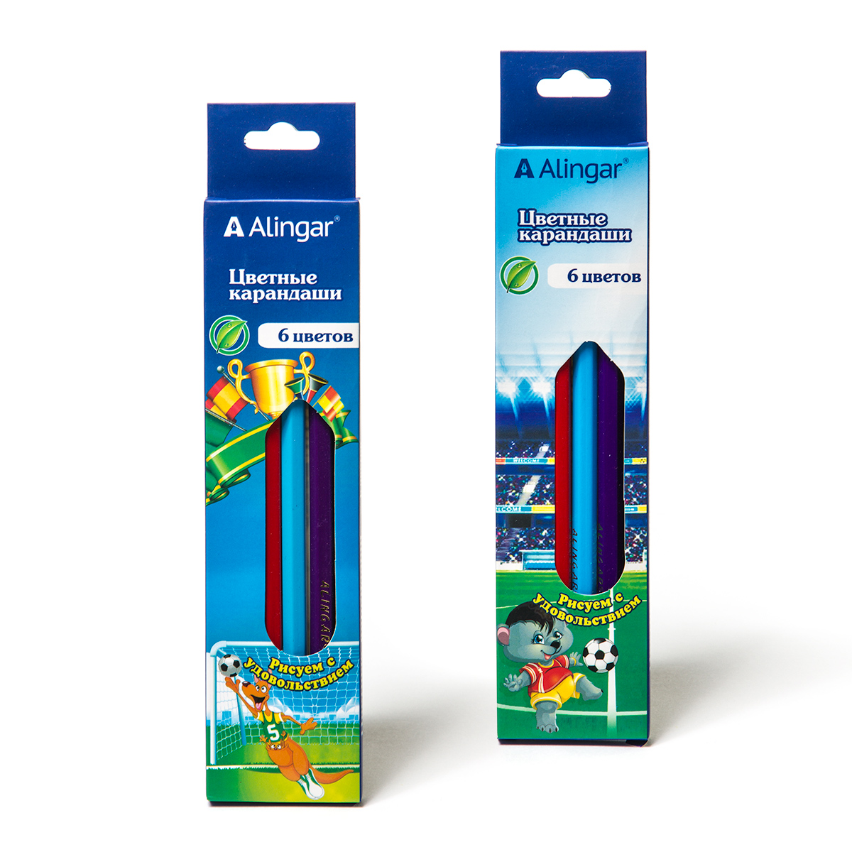 Карандаши цветные 6цветов ALINGAR Веселый футбол, арт. AL4389-6
