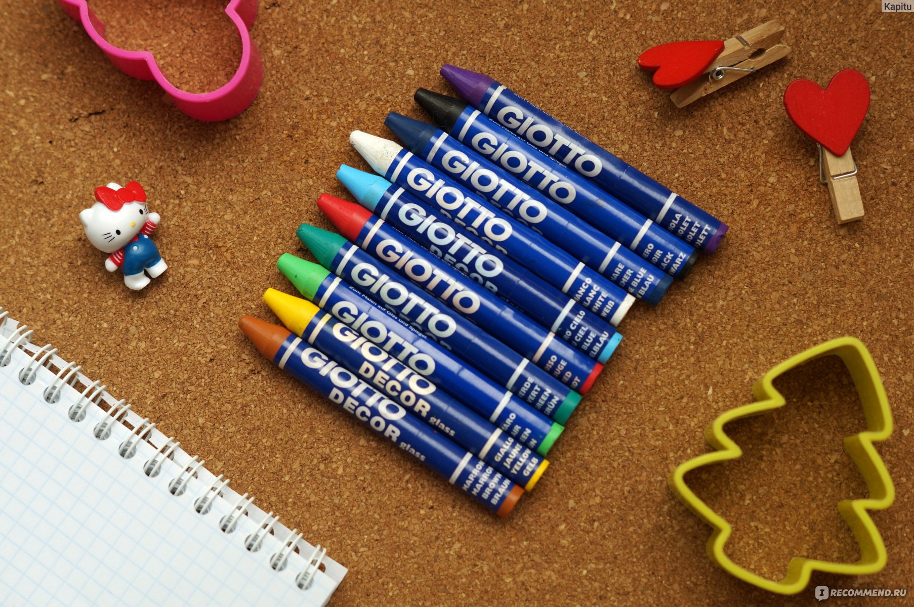 Карандаши восковые 10цветов GIOTTO Decor glass для декорирования по стеклу, арт. 441000