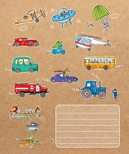 Тетрадь А5 24л клетка ПЗБМ Едем Плаваем Летим ассорти, арт. 018252