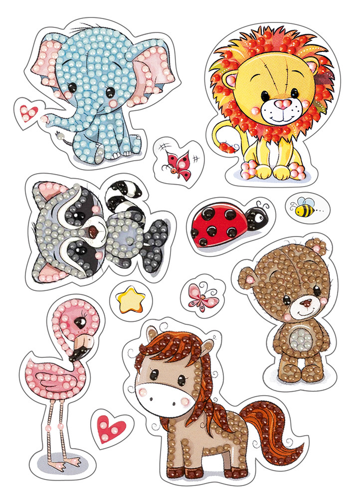 Набор для творчества Алмазная мозаика Наклейки ФРЕЯ Веселые зверята 14*19,5, арт. ALVN-102