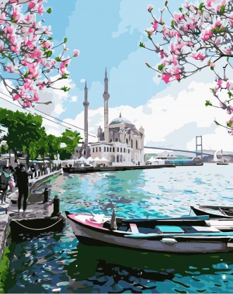 Картина по номерам с акриловыми красками без подрамника 40*50 NN Мечеть на набережной , арт. VA3515