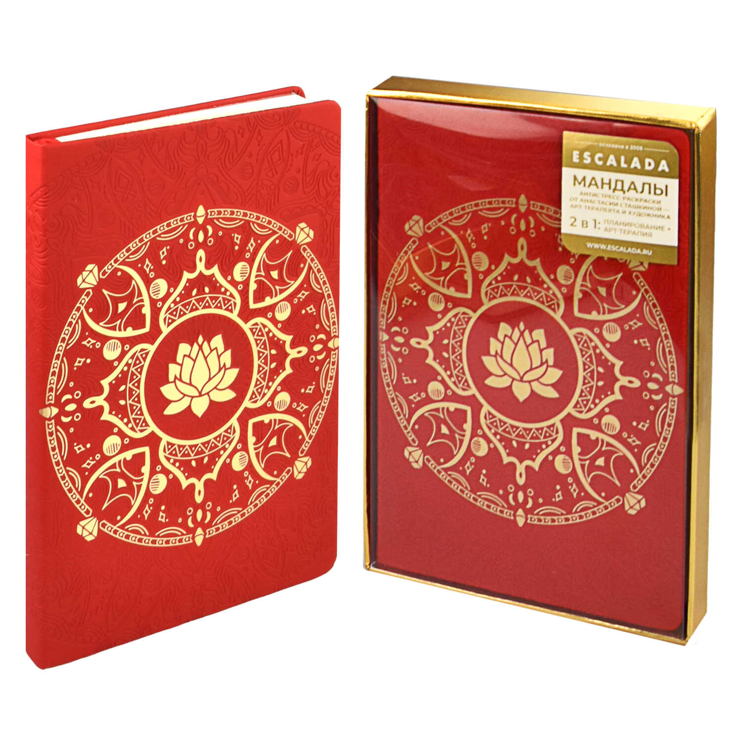 Ежедневник недатированный А5 ФЕНИКС Escalada Арт-терапия кремовый блок искусственная кожа soft-touch красный, арт. 67226