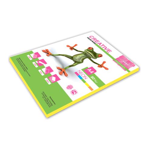 Бумага для офисной техники цветная А4 80г/м2 желтая неоновая CREATIVE COLOR 50л, арт. БН-50ж/ БНpr-50ж