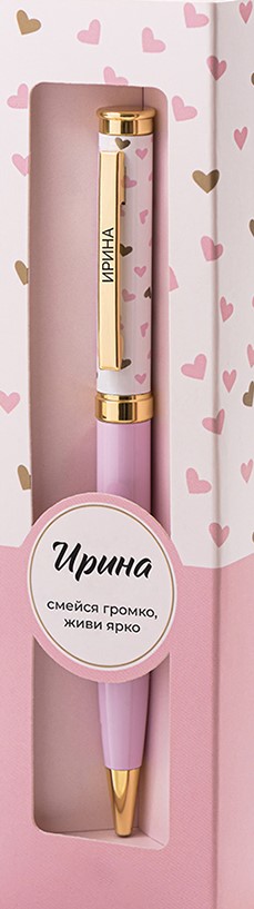 Ручка подарочная шариковая синяя BE HAPPY Акцент Ирина поворотный механизм , арт. 59