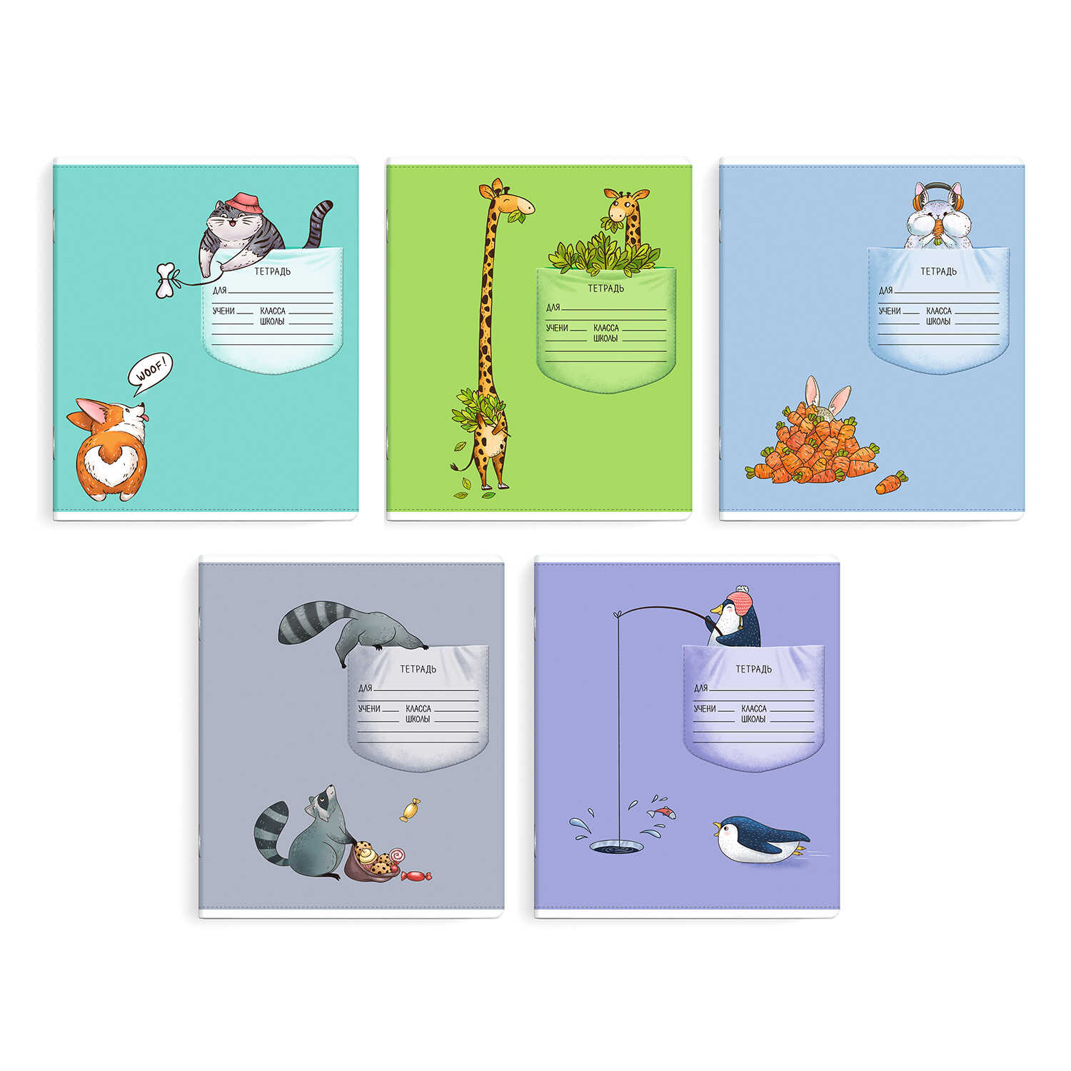 Тетрадь А5 12л линия ФЕНИКС Уютные кармашки ассорти, арт. 63168