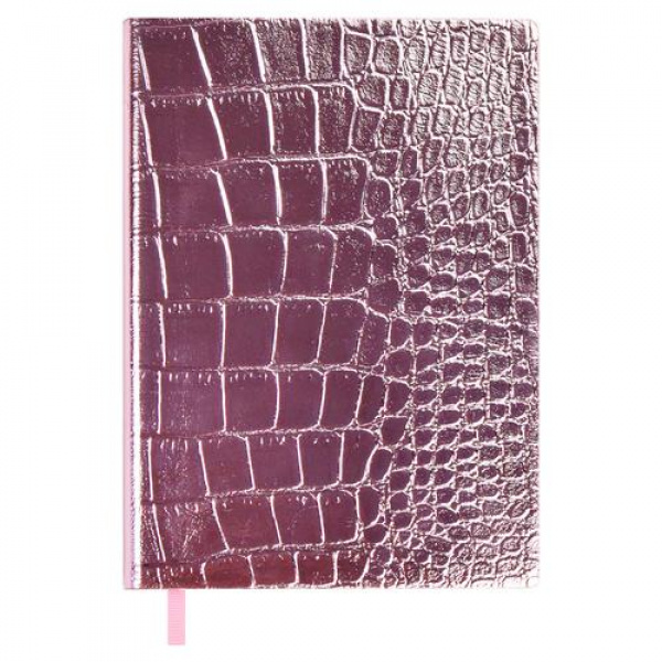 Ежедневник недатированный А6+ ФЕНИКС Escalada Кроко кремовый блок интегральная обложка Металлик розовый срез розовый, арт. 64218