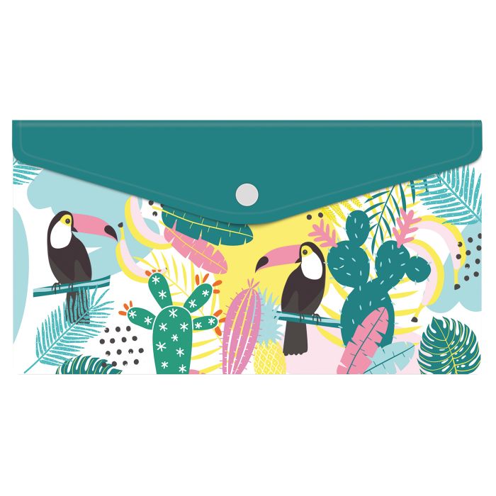 Папка конверт на кнопке 260*140 ФЕНИКС Туканы, арт. 48257