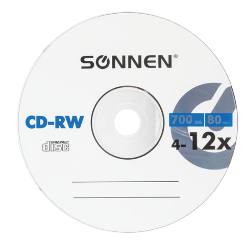 Диск CD-RW SONNEN 4-12x 700Mb Bulk, арт. 512578