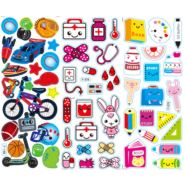 Наклейки объемные Kawaii animals deVENTE 7*17 многоразовые , арт. 8002278