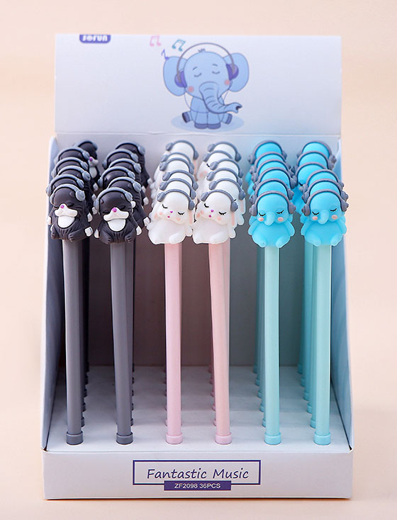 Ручка шариковая синяя с фигуркой Зверушки-меломаны корпус ассорти, арт. ZF2098