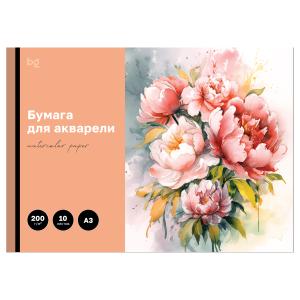 Папка для акварели А3 10л 200г/м2 BG Пионы, арт. БА10А3_60209