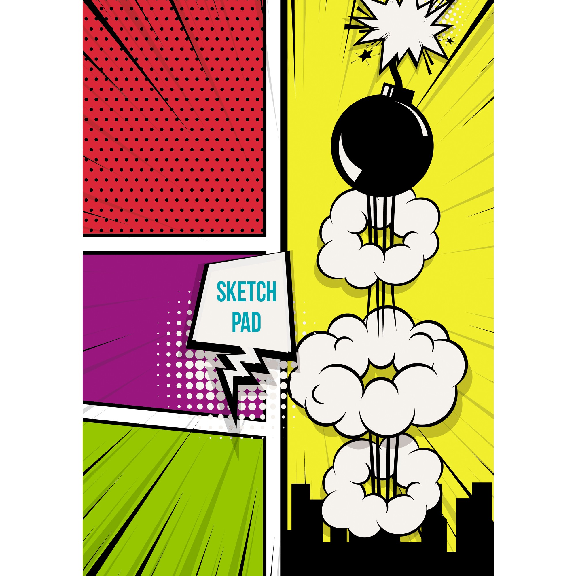 Блокнот для эскизов/скетчпад А4 40л 100г/м2 склейка PAPER ART Комиксы, арт. СПС44078