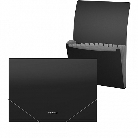 Папка классификатор 12 отделений А4 ERICH KRAUSE Matt Classic на резинке черная, арт. 50416