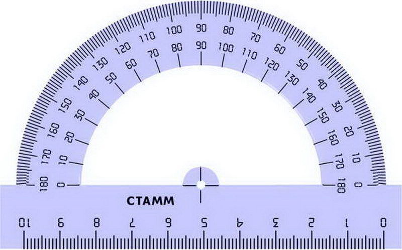 Транспортир 180гр 10см пластиковый СТАММ тонированный прозрачный , арт. ТР13