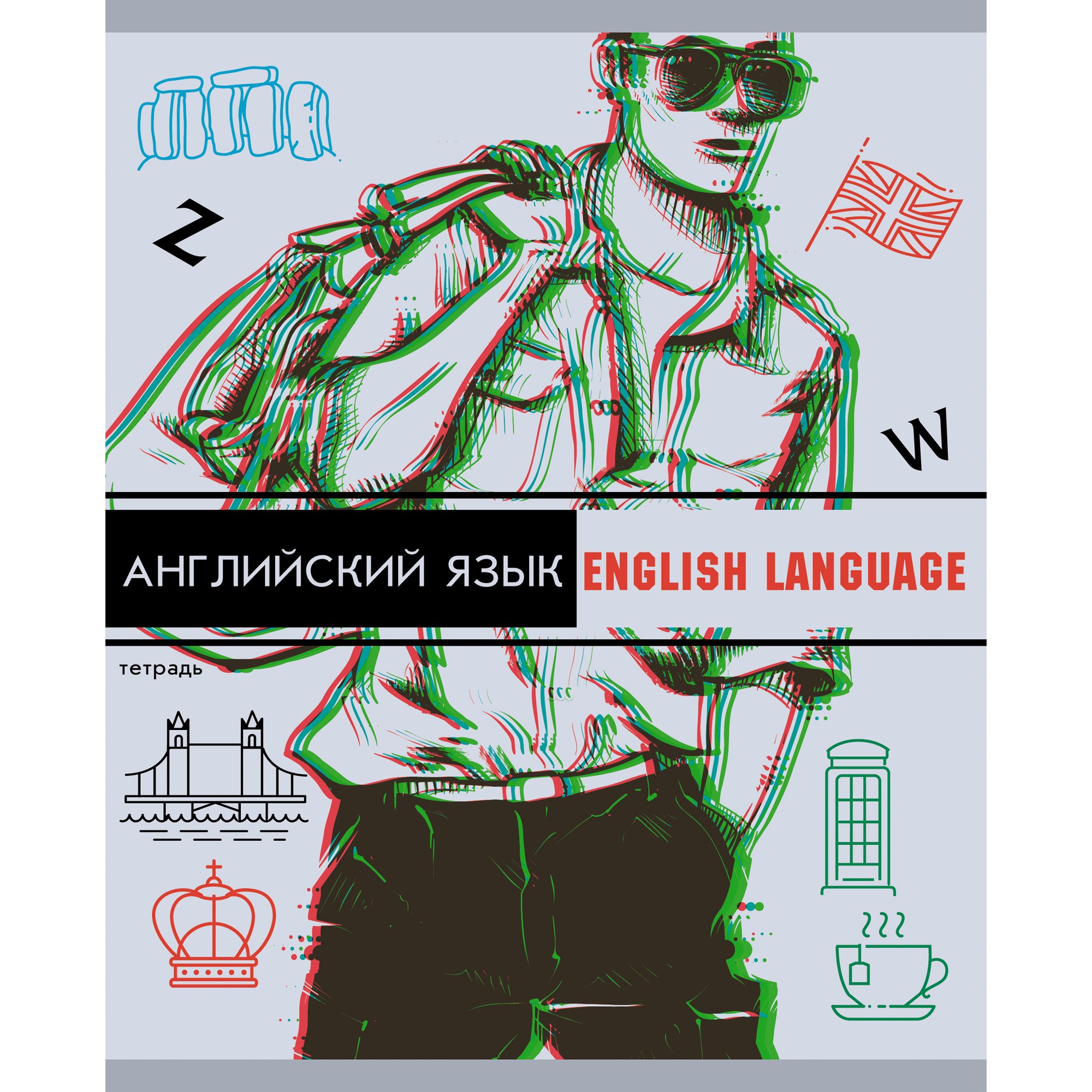 Тетрадь предметная Английский язык 48л клетка LISTOFF Glitch, арт. ТТЛ487132