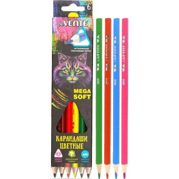 Карандаши цветные 6цветов deVENTE Trio Mega Soft трехгранные, арт. 5021915