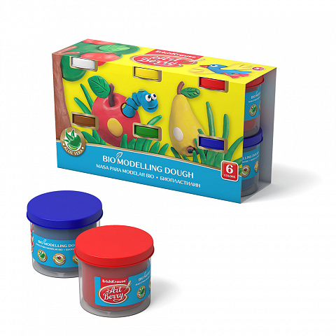 Пластилин 6цв 100гр ERICH KRAUSE Artberry с Алоэ Вера Био в баночках, арт. 41774