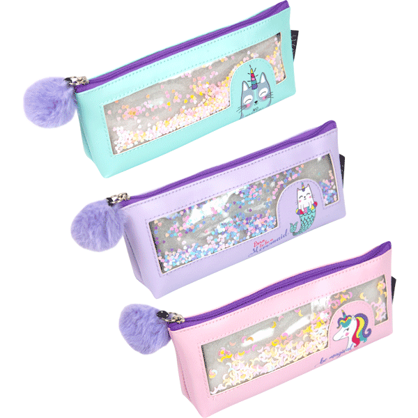 Пенал-косметичка 1 отделение deVENTE So Meowgical искусственная кожа с блестками ассорти, арт. 7026151