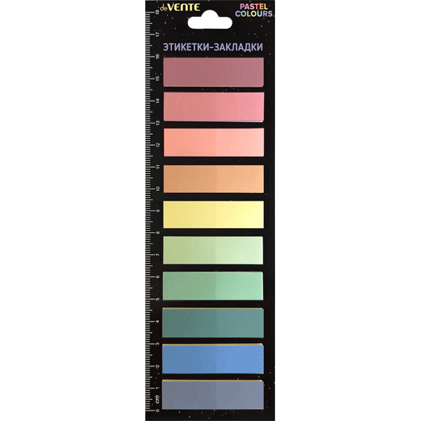 Закладки с клеевым краем пластиковые 12*45мм 10цветов*20листов deVENTE Pastel, арт. 2011110