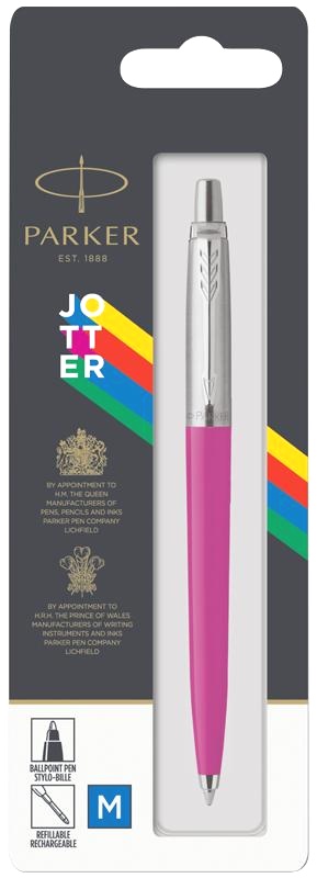 Ручка подарочная шариковая автоматическая синяя PARKER Jotter Color K60 Pink СT корпус розовый/хром в блистере, арт. 2075996