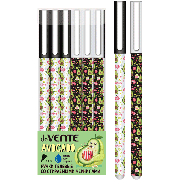Ручка пиши-стирай гелевая синяя deVENTE Avocado корпус ассорти, арт. 5051109