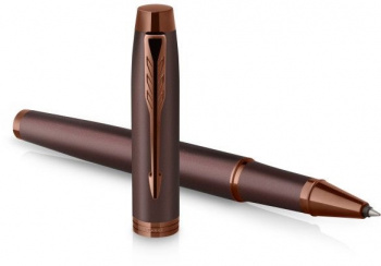 Ручка подарочная роллер черная PARKER IM Monochrome T328 Burgundy PVD корпус шоколад в футляре, арт. 2190513