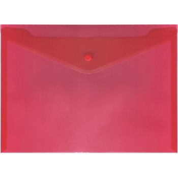 Папка конверт на кнопке А4 180мкр deVENTE красная прозрачная, арт. 3071406