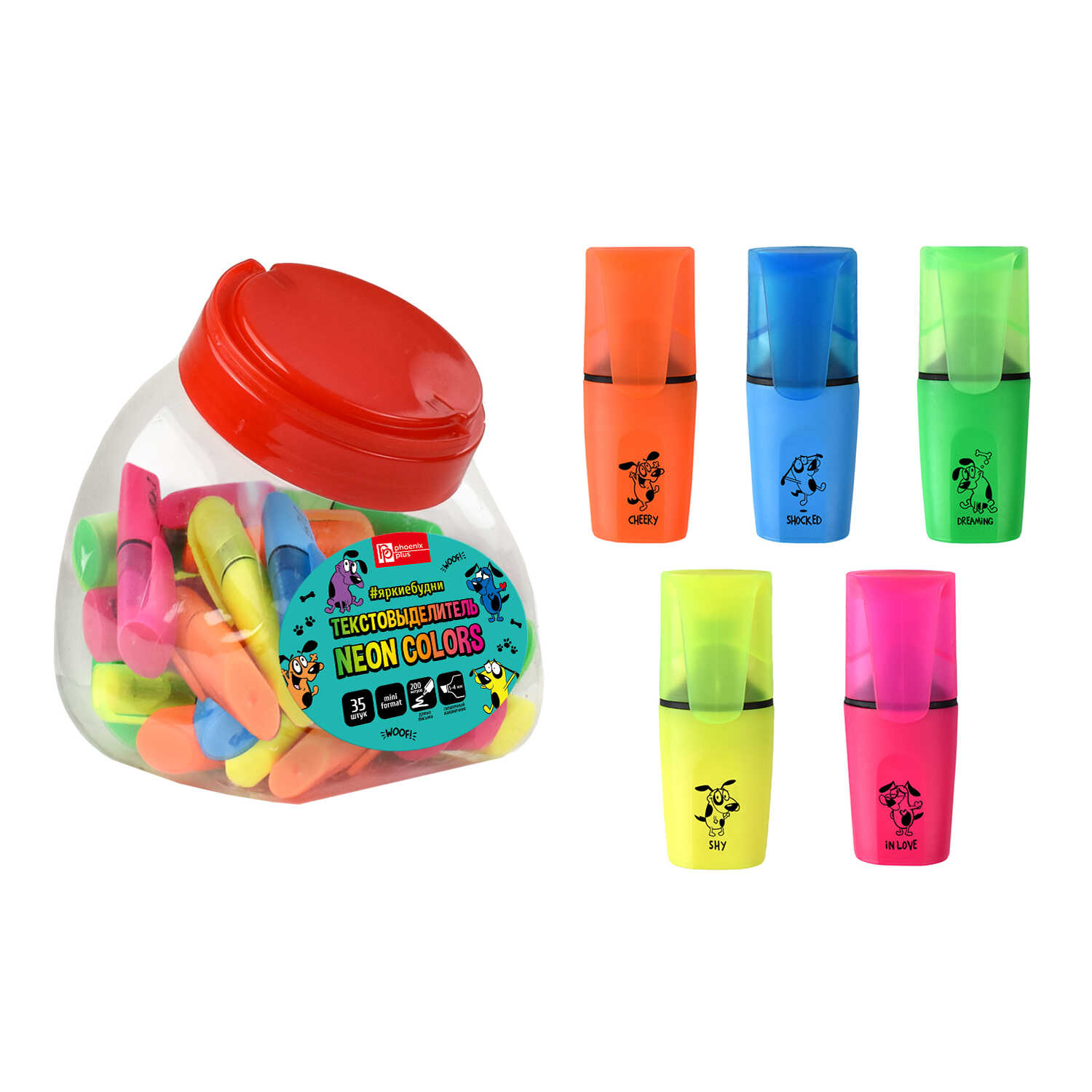 Маркер текстовый ассорти 1-4мм ФЕНИКС Веселые песики мини, арт. 58697