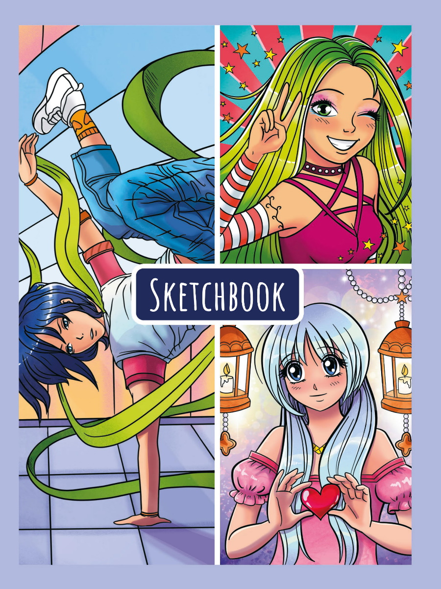 Блокнот для эскизов/скетчбук А5 80л 100г/м2 ПРОФ-ПРЕСС Аниме на резинке, арт. 80-7512