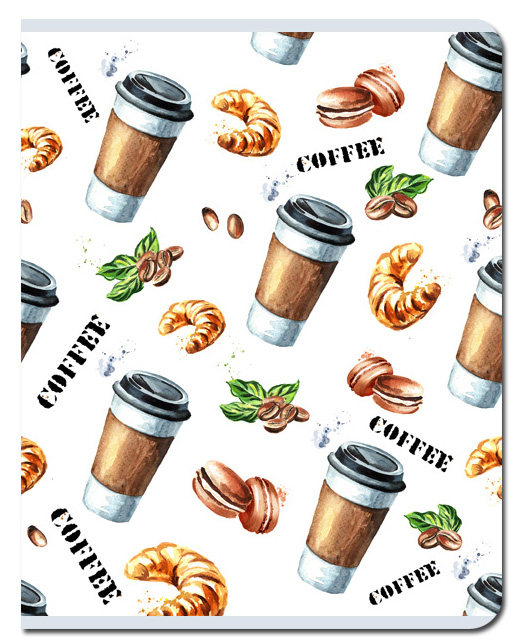 Тетрадь А5 48л клетка FINE BOOKS Кофе да круассан, арт. FB259