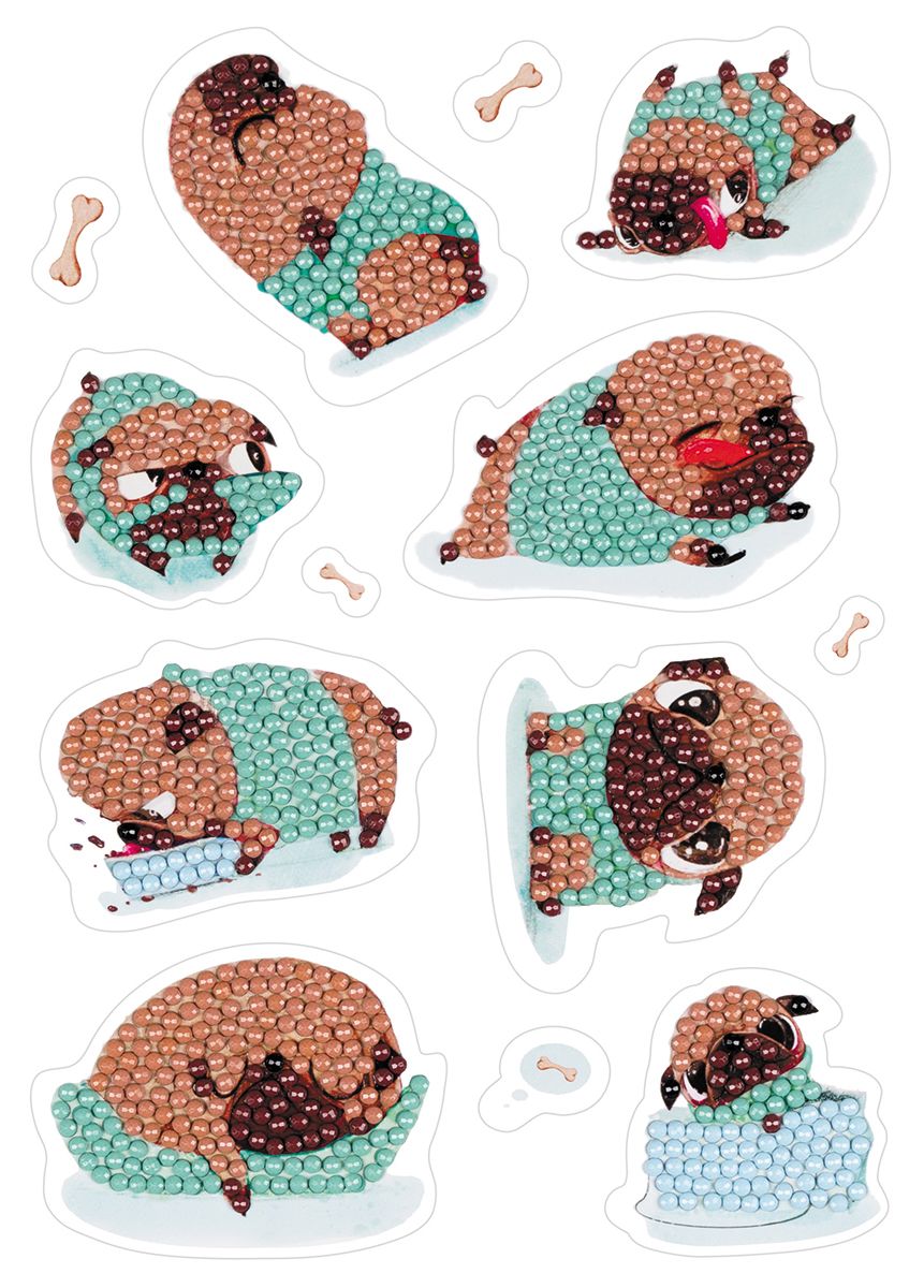 Набор для творчества Алмазная мозаика Наклейки ФРЕЯ Мопсы 14*19,5, арт. ALVN-114