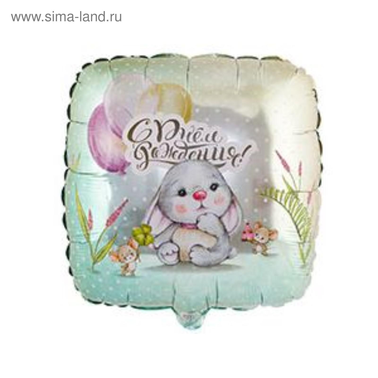 Шар фольгированный 18" С днем рождения ВЕСЕЛАЯ ЗАТЕЯ Зайка и мышки, арт. 5134345/1202-3093