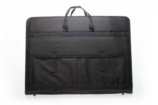 Папка для чертежей и рисунков с ручками текстиль А2  АРТ БЭГ черная с карманами, арт. ПДХ017