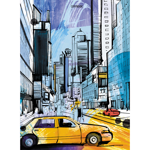 Тетрадь А5 100л клетка спираль LISTOFF Графика Современный город твердая обложка, арт. ТС51004493