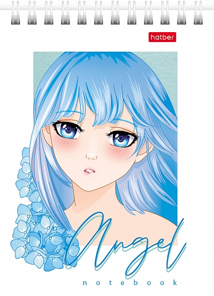 Блокнот А6 40л клетка спираль ХАТБЕР Ангелы аниме ассорти, арт. 40Б6В1гр