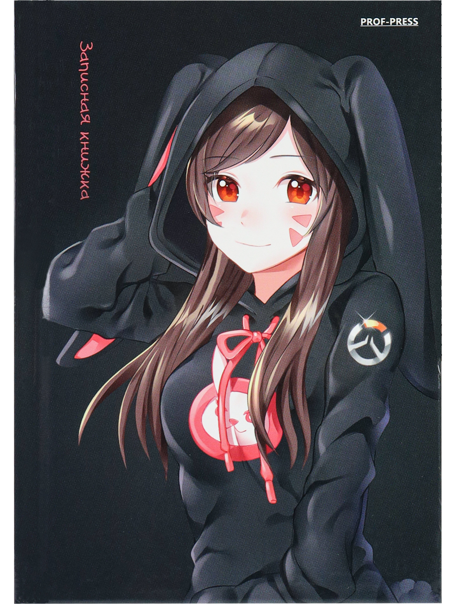 Записная книжка А6 48л клетка ПРОФ-ПРЕСС Девушка-аниме твердая обложка, арт. 48-5739