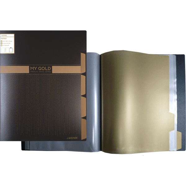 Папка с мультифорами 20стр deVENTE My Gold с разделителями +карман черная, арт. 3105720