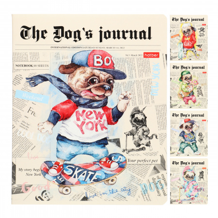 Тетрадь А5 48л клетка ХАТБЕР Мопс LIFE ассорти, арт. 48Т5В1