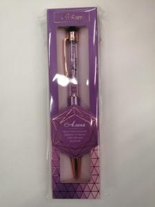 Ручка подарочная BE HAPPY Кристалл Алина шариковая автоматическая корпус металл со стилусом синяя, арт. 