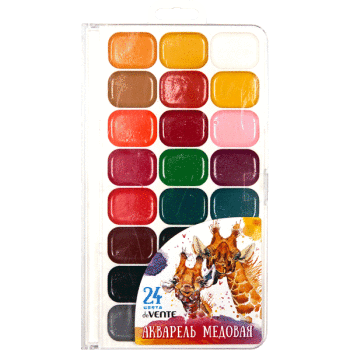 Краски акварельные 24цвета медовые deVENTE пластик/коробка без кисти, арт. 8074608