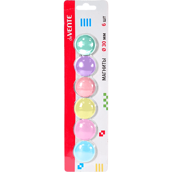 Магнит 30мм 6шт/уп deVENTE Pastel ассорти, арт. 6021102