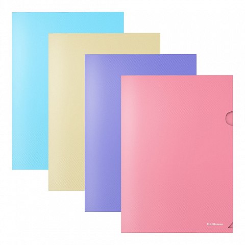 Папка уголок жесткий А4 180мкр ЕRICH KRAUSE Diagonal Pastel ассорти непрозрачная, арт. 50170/55156/53318