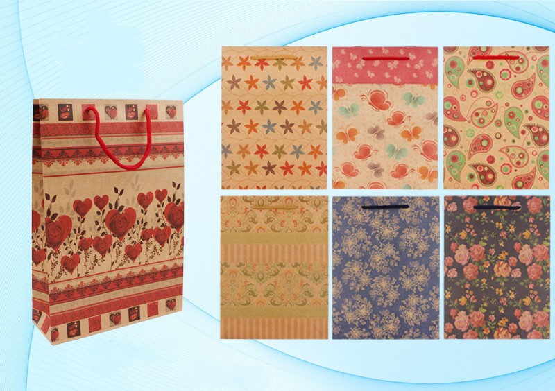 Пакет подарочный 31*42 крафт MC BASIR с рисунком , арт. MC-4120/YX-704A